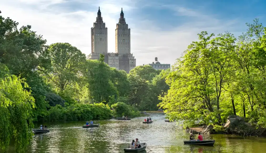 Central Park North in New York with autumn trees